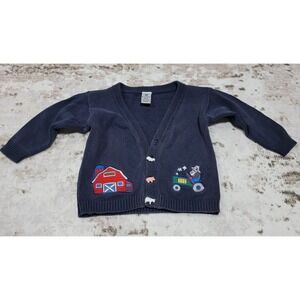 VNTG 90s Warner Bros Baby Farm Cardigan Sweater Tractor Barn Novelty Buttons 24M